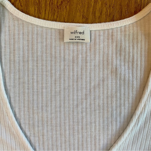 Aritzia Wilfred Button Down Ribbed White Long Sleeve Top XXS - Picture 7 of 7